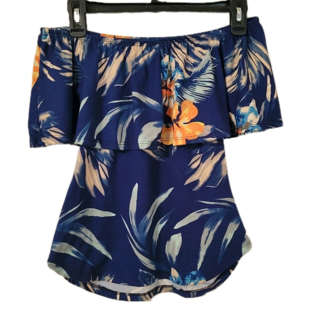 VIBE Sportswear Blue Floral Top Buttery Soft 🌴⛵️ - Picture 3 of 6